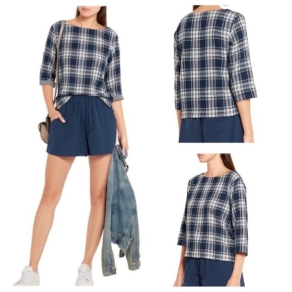 MADEWELL Herald Cotton Popover Grey Curtis Plaid EUC sz S - Picture 1 of 11